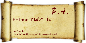 Priher Atália névjegykártya